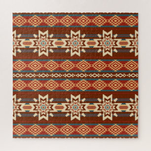 Ethnic Textile Stars: Abstract Pattern. Jigsaw Puzzle