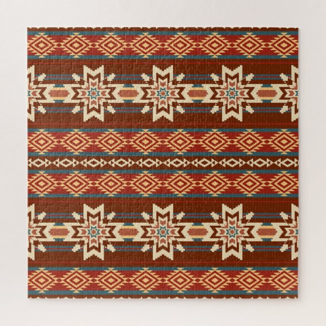Ethnic Textile Stars: Abstract Pattern. Jigsaw Puzzle (Vertical)