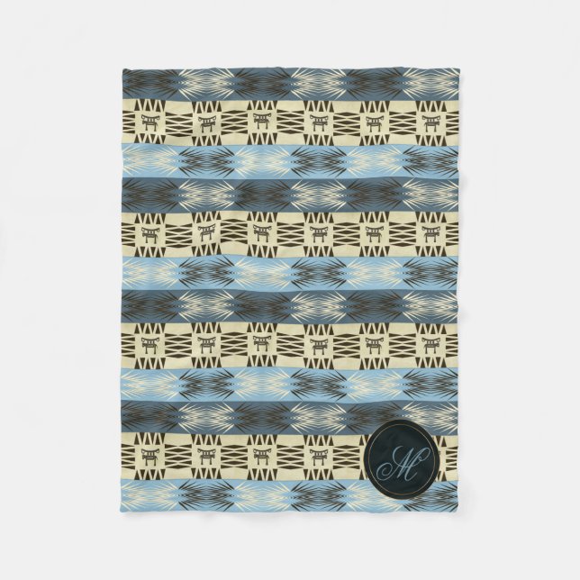 ethnic tribal african pattern.monogram. fleece blanket (Front)