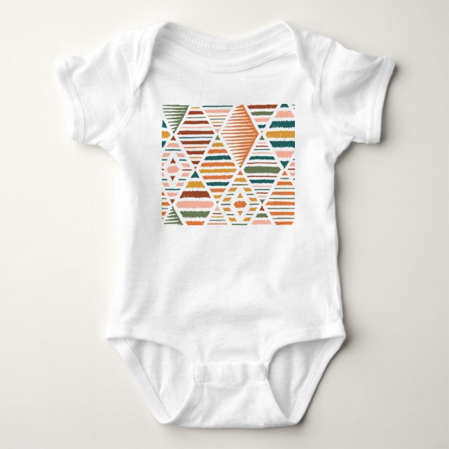 Ethnic Tribal Argyle Seamless Pattern Baby Bodysuit (Front)