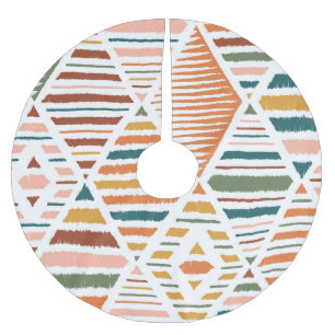 Ethnic Tribal Argyle Seamless Pattern Brushed Polyester Tree Skirt