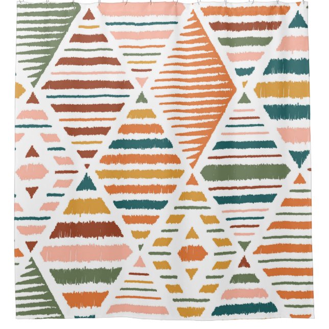 Ethnic Tribal Argyle Seamless Pattern Shower Curtain (Front)