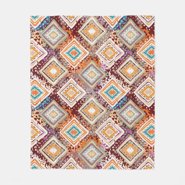 Ethnic tribal art, abstract geometry. fleece blanket (Front)