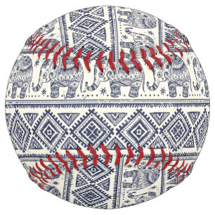 Ethnic Tribal Aztec Elephant Pattern Softball