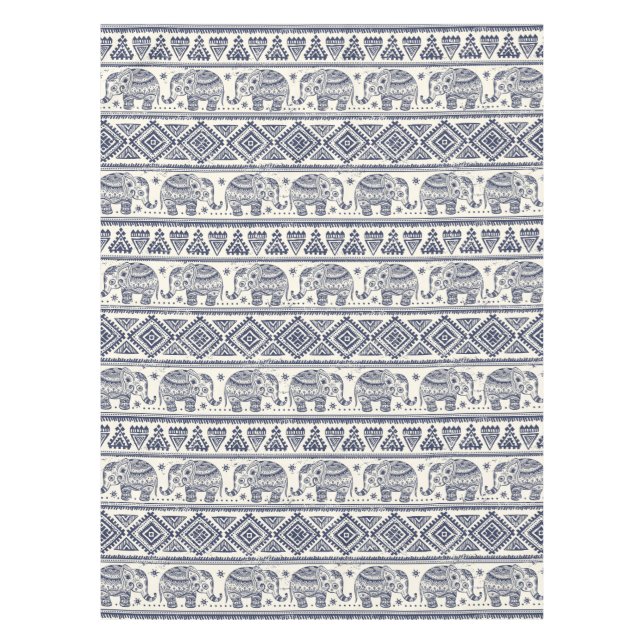 Ethnic Tribal Aztec Elephant Pattern Tablecloth (Front)