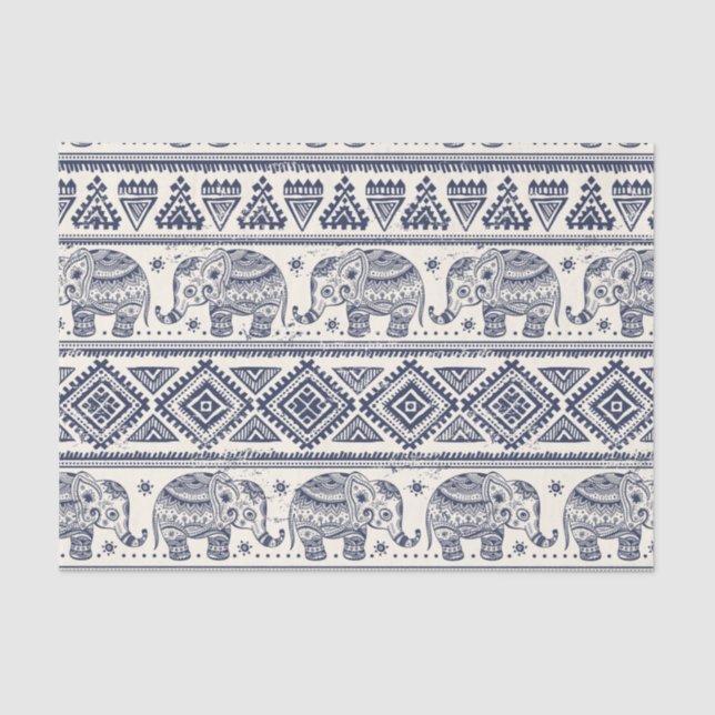Ethnic Tribal Aztec Elephant Pattern Tissue Paper (Front)