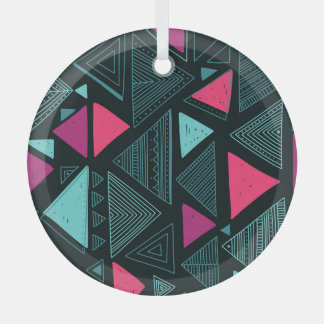 Ethnic Tribal Boho: Doodle Vintage. Glass Tree Decoration