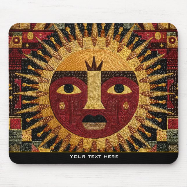 Ethnic Tribal Celestial Mandala Sun Face Mosaic Mouse Pad (Front)