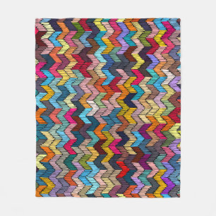 Ethnic Tribal Embroidered Geometric Fleece Blanket