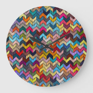 Ethnic Tribal Embroidered Geometric Large Clock
