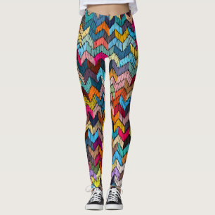 Ethnic Tribal Embroidered Geometric Leggings