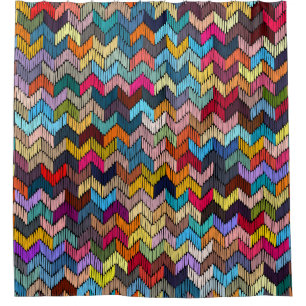 Ethnic Tribal Embroidered Geometric Shower Curtain