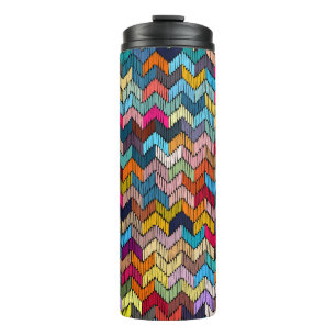 Ethnic Tribal Embroidered Geometric Thermal Tumbler