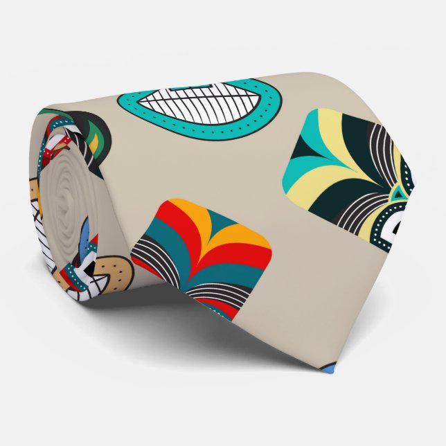 Ethnic Tribal Masks Tie (Rolled)