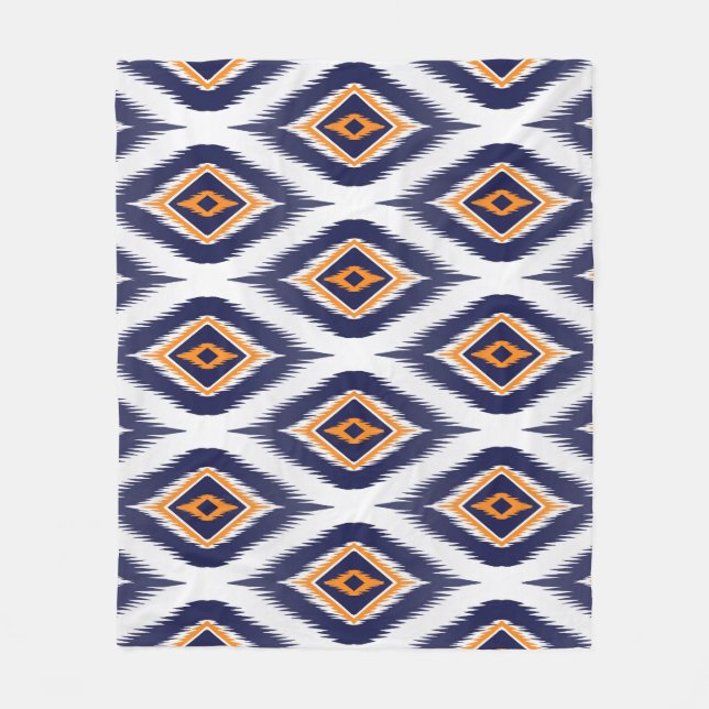 Ethnic Tribal Motif: Ikat Pattern. Fleece Blanket (Front)