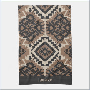 Ethnic Tribal Mudcloth Black & Tan Tea Towel