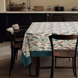 Ethnic Tribal Native pastel dreamcatcher feathers Tablecloth