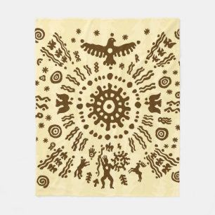 Ethnic tribal native prehistoric eagle solar symbo fleece blanket