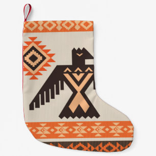 Ethnic tribal ornament with eagle small christmas stocking