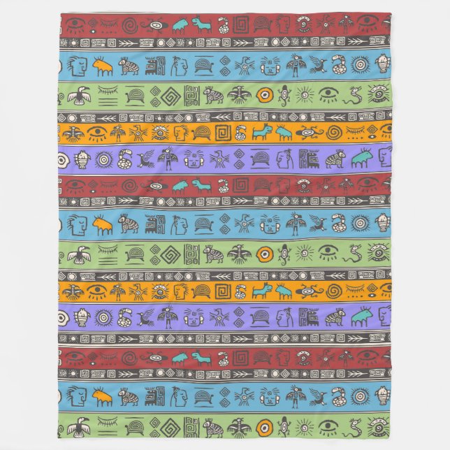 Ethnic tribal pattern - asian aztec africans 2 fleece blanket (Front)