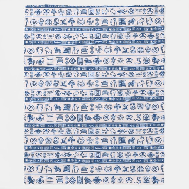 Ethnic tribal pattern - asian aztec africans 4 fleece blanket (Front)