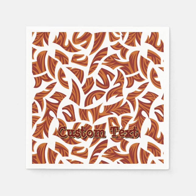 Ethnic Tribal Pattern Orange and Brown Napkin (Front)