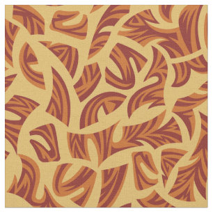 Ethnic Tribal Pattern Orange Brown Beige Fabric