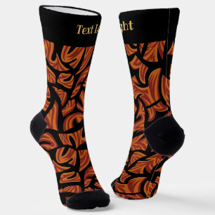 Ethnic Tribal Pattern Orange Brown Black Socks