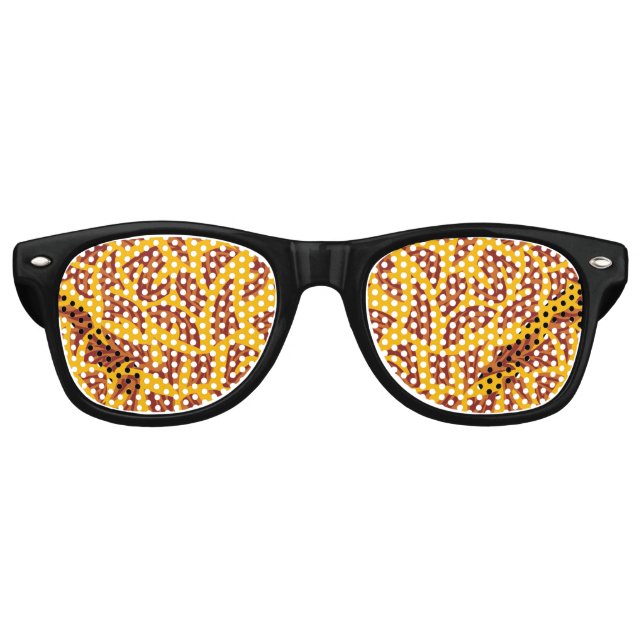 Ethnic Tribal Pattern Orange Brown Yellow Retro Sunglasses (Front)