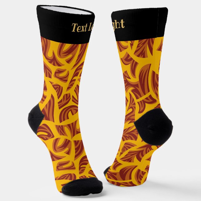 Ethnic Tribal Pattern Orange Brown Yellow Socks (Angled)