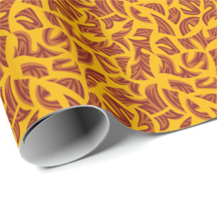 Ethnic Tribal Pattern Orange Brown Yellow Wrapping Paper