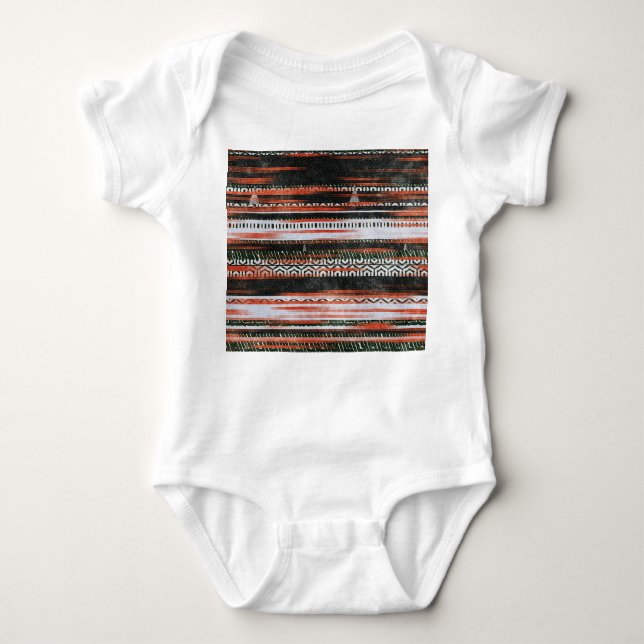 Ethnic tribal stripes: rug design. baby bodysuit (Front)