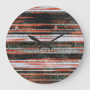 Ethnic tribal stripes: rug design. large clock
