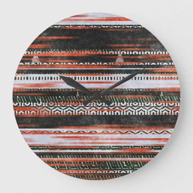 Ethnic tribal stripes: rug design. large clock (Front)