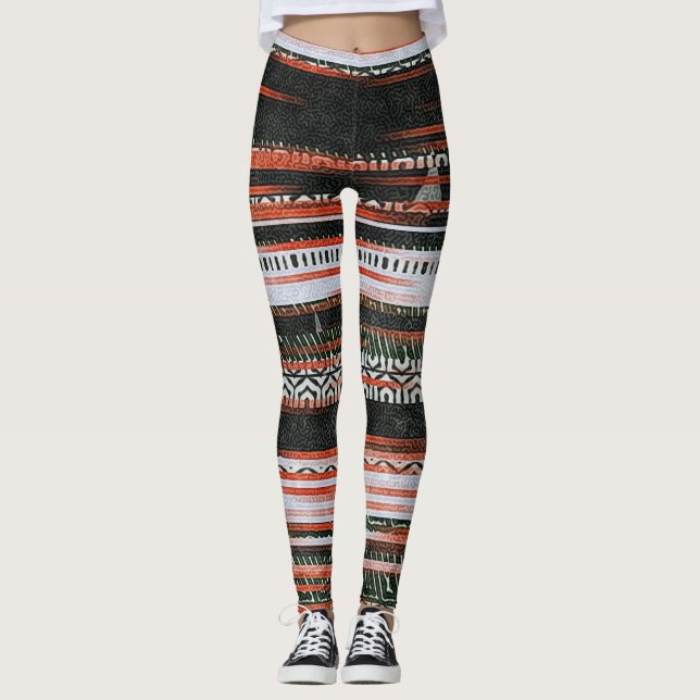 Ethnic tribal stripes: rug design. leggings (Front)