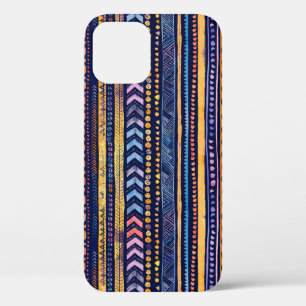 Ethnic Tribal Watercolor Dark Pattern iPhone 12 Case