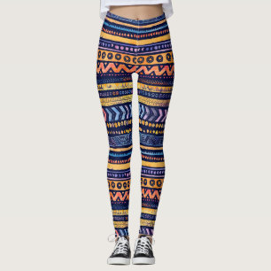 Ethnic Tribal Watercolor Dark Pattern Leggings