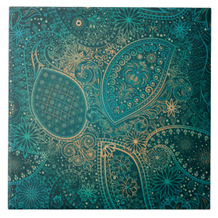 Ethnic turquoise Ceramic Tile