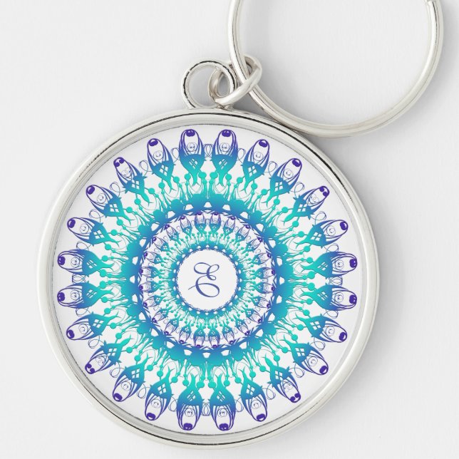 Ethnic turquoise Mandala Key Ring (Front)