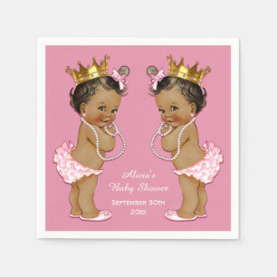 Ethnic Twins Princess Baby Shower Personalised Napkin