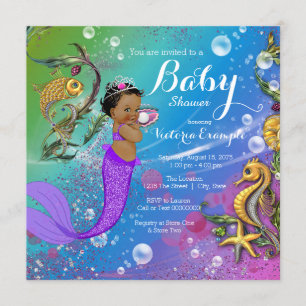 Ethnic Under the Sea Mermaid Baby Shower Invitation