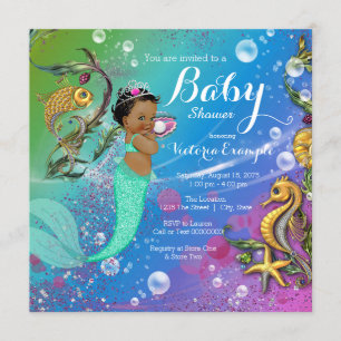 Ethnic Under the Sea Mermaid Baby Shower Invitation