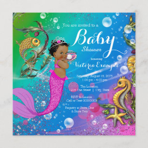 Ethnic Under the Sea Mermaid Baby Shower Invitation