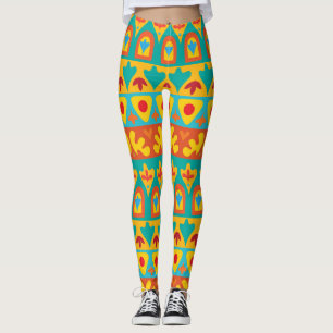 Ethnic Vintage Garden Seamless Background Leggings