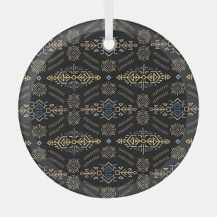 Ethnic Vintage: Hand Drawn Seamless Pattern Glass Tree Decoration