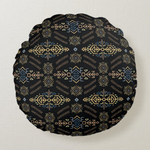 Ethnic Vintage: Hand Drawn Seamless Pattern Round Cushion