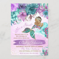 Ethnic vintage mermaid baby under the sea shower