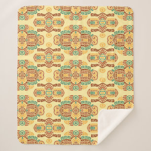 Ethnic Vintage Trend: Bohemian Seamless Tile Sherpa Blanket