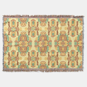 Ethnic Vintage Trend: Bohemian Seamless Tile Throw Blanket