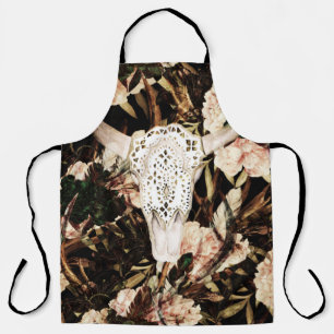 Ethnic watercolor: retro floral background. apron